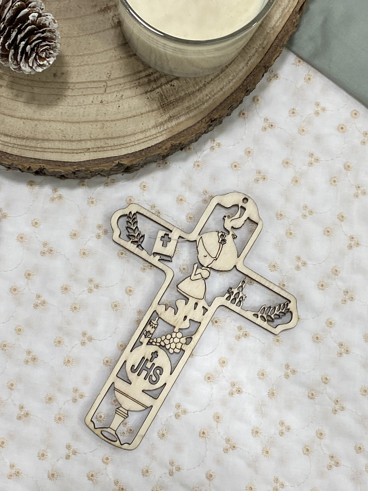 Cruz ara primeira comunhão em cru 14 cm 1