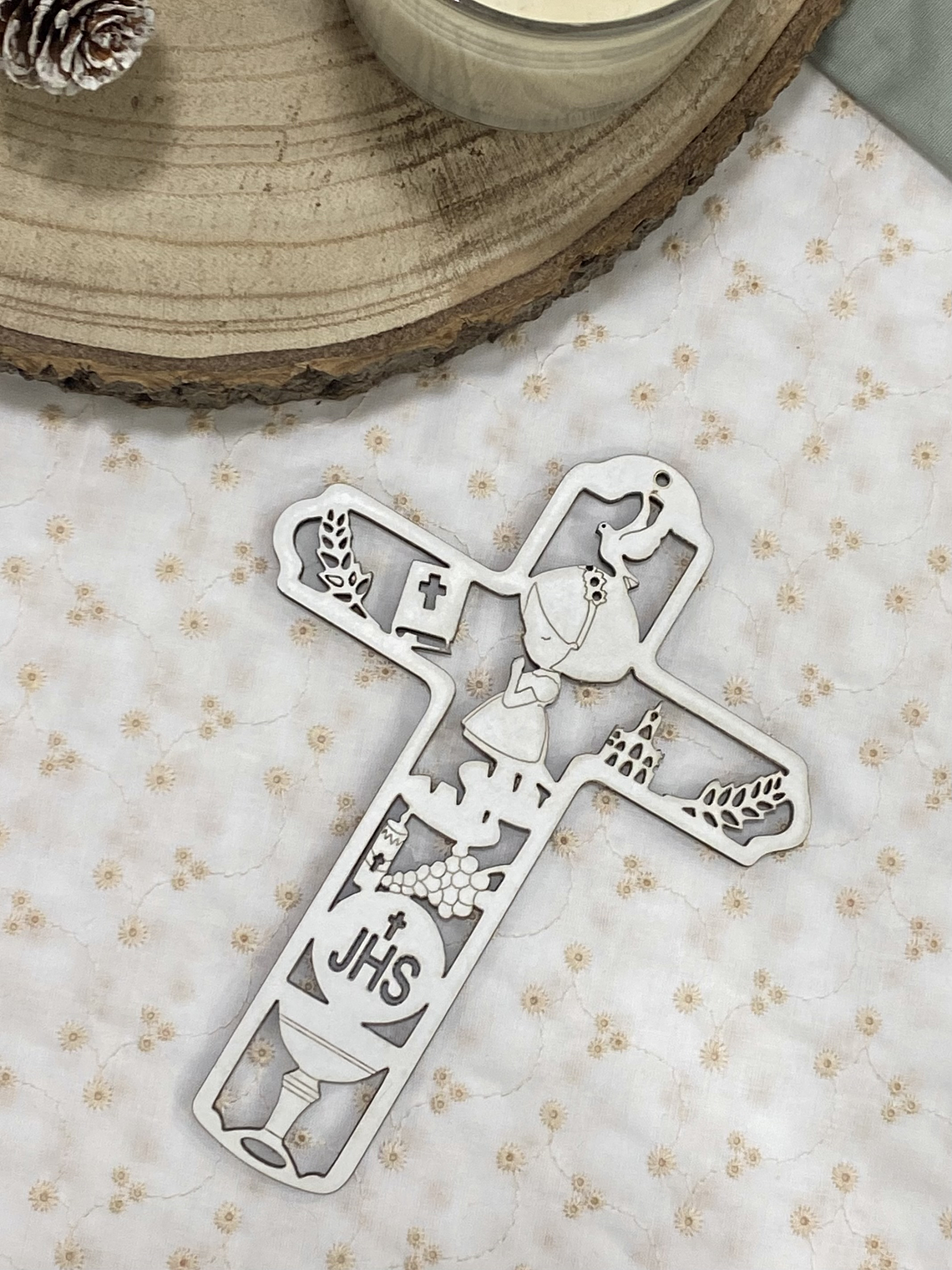 Cruz para primeira comunhão branco 14 cm 1