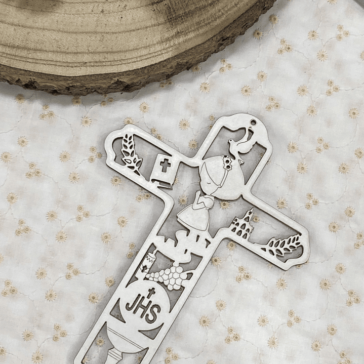 Cruz para primeira comunhão branco 14 cm 1