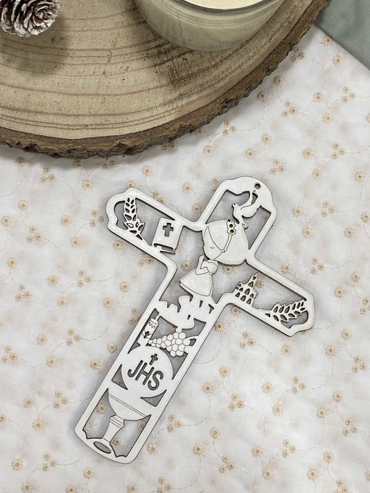Cruz para primeira comunhão branco 14 cm 1