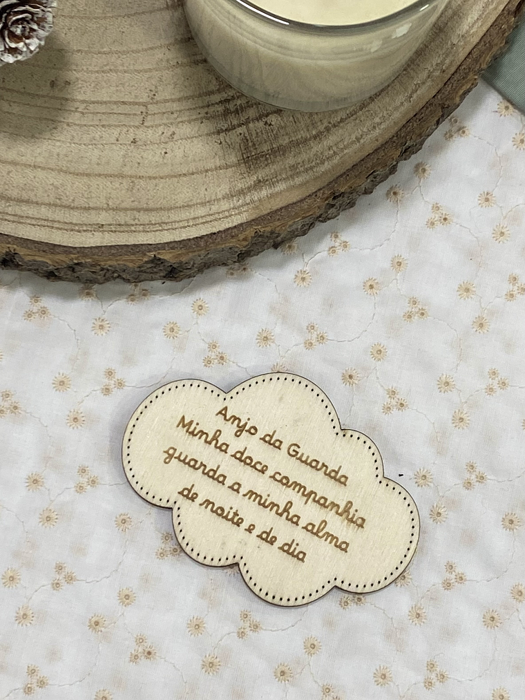 Nuvem com oração do anjo da guarda 6 cm x 8,50 cm 1