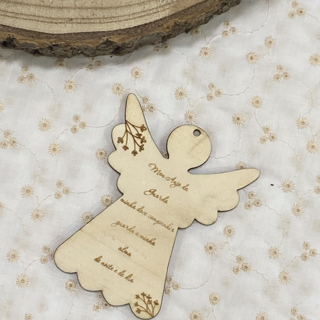 Anjo com oração do anjo da guarda cru 7,50 cm 1