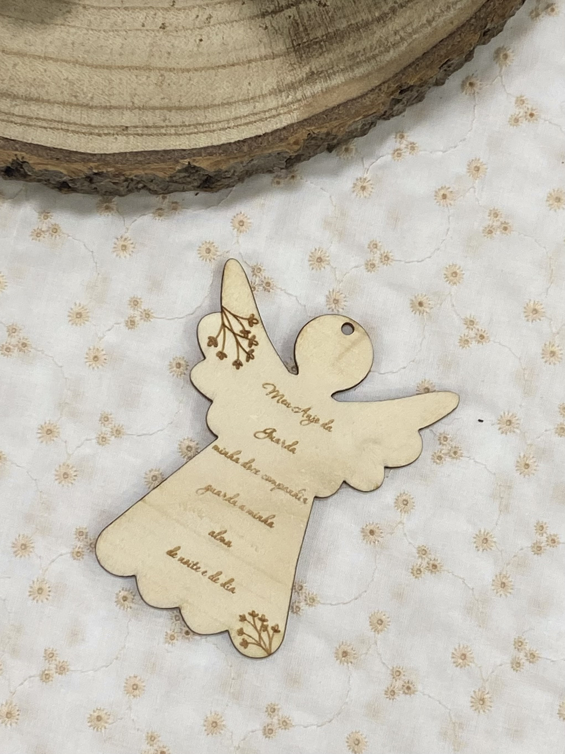 Anjo com oração do anjo da guarda cru 7,50 cm 1