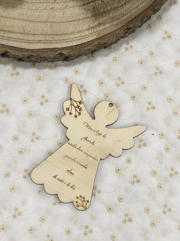 Anjo com oração do anjo da guarda cru 7,50 cm 1