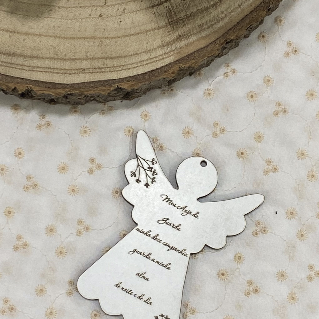 Anjo com a gravação do anjo da guarda branco 7,50 cm 1