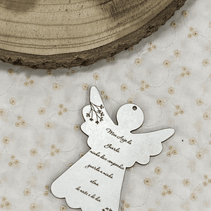 Anjo com a gravação do anjo da guarda branco 7,50 cm