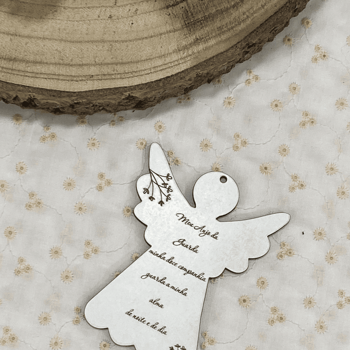 Anjo com a gravação do anjo da guarda branco 7,50 cm 1