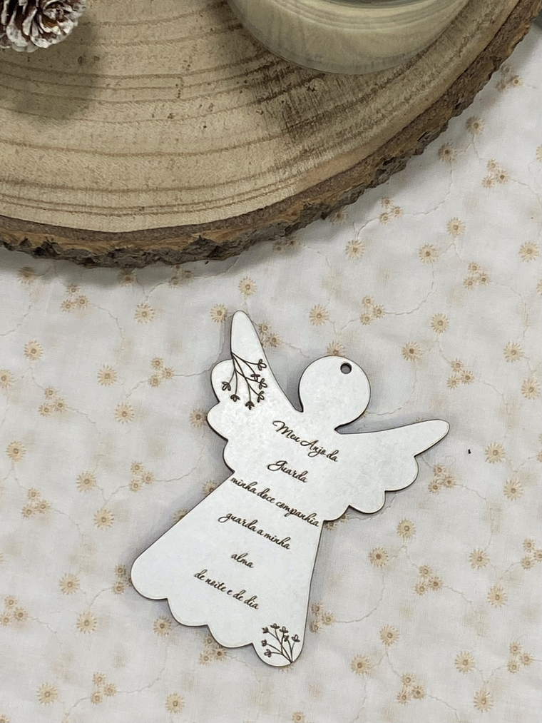 Anjo com a gravação do anjo da guarda branco 7,50 cm 1