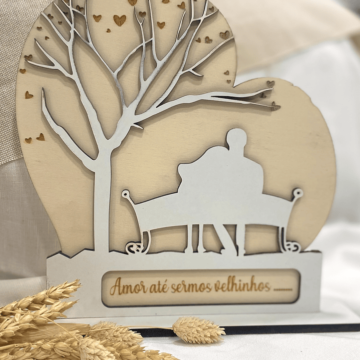 Coração “ amor até sermos velhinhos” 21 cm x 21,50 cm 1