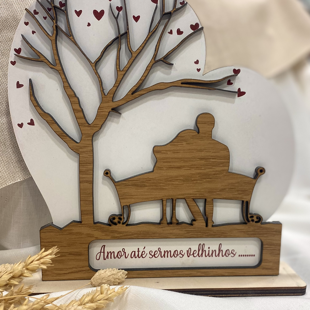 Coração “ Amor até sermos velhinhos” 21 cm x 21,50 cm 1