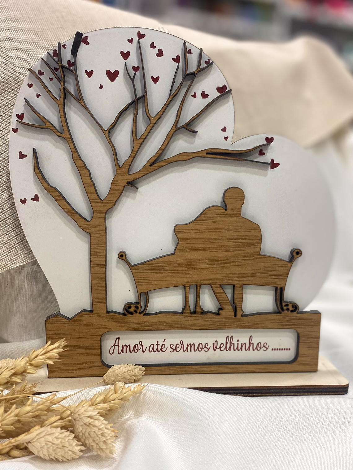 Coração “ Amor até sermos velhinhos” 21 cm x 21,50 cm 1