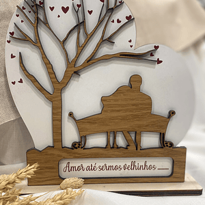 Coração “ Amor até sermos velhinhos” 21 cm x 21,50 cm