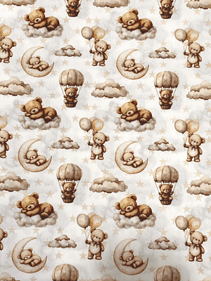 Tecido com ursos tons pastéis 