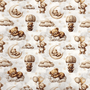 Tecido com ursos tons pastéis 