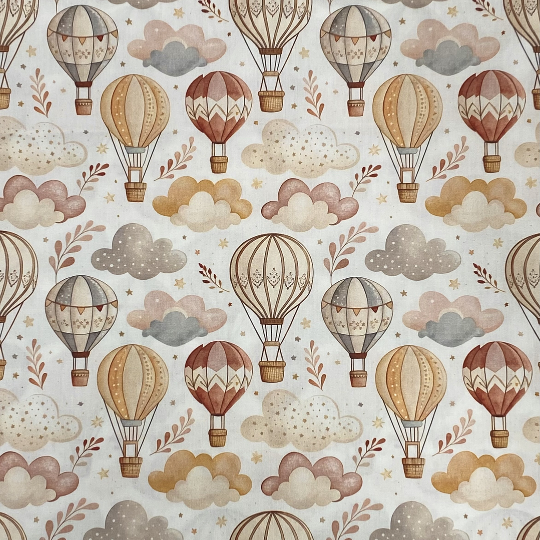 Tecido com balões de ar quente tons pastéis  1