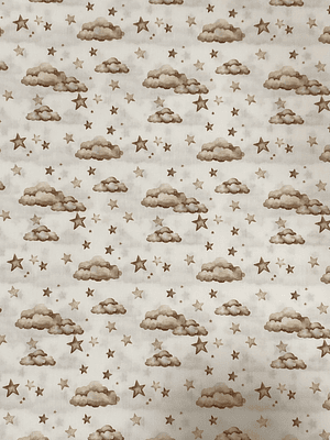 Tecido com nuvens bege 