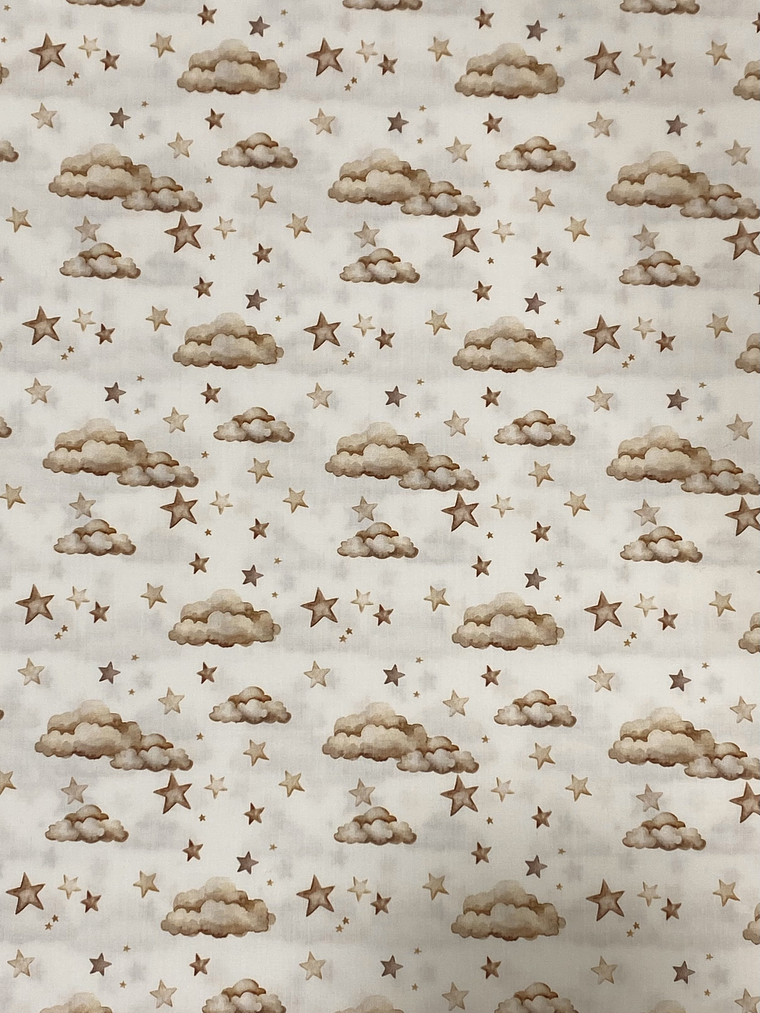 Tecido com nuvens bege  1