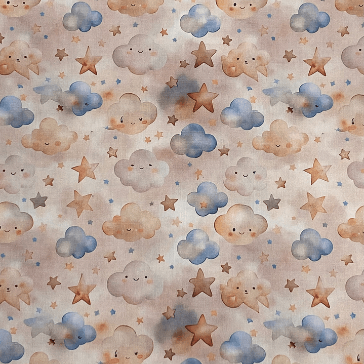 Tecidos com nuvens em tons rosa 1