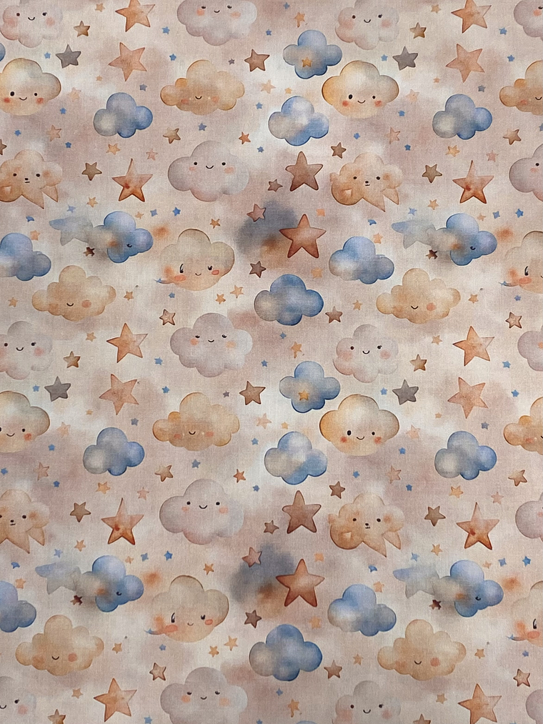 Tecidos com nuvens em tons rosa 1