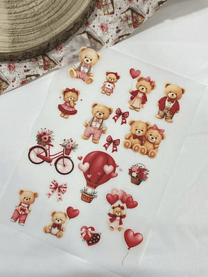 Transfer dia dos namorados ursinhos 30x23 cm