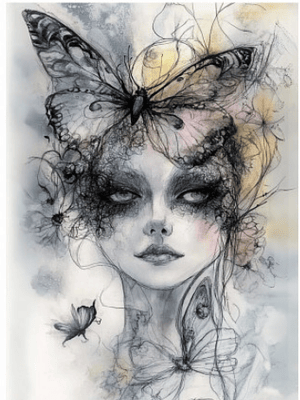 Papel de Arroz Soft A3 Mulher com borboleta