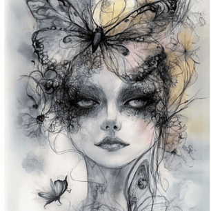 Papel de Arroz Soft A3 Mulher com borboleta