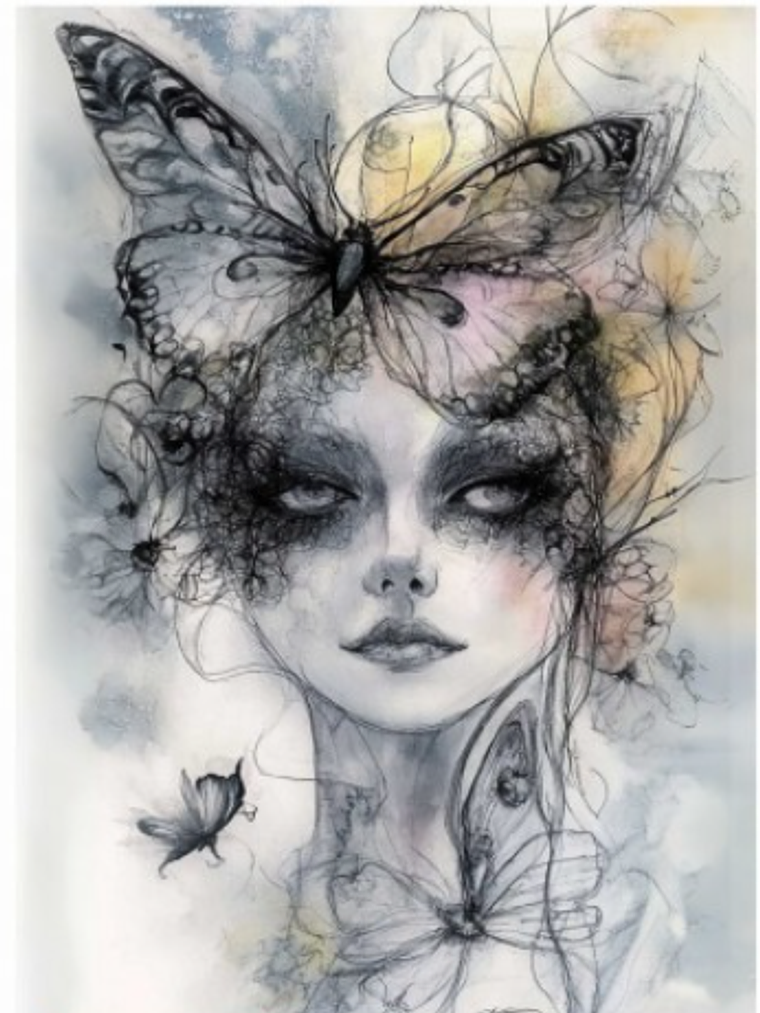 Papel de Arroz Soft A3 Mulher com borboleta 1