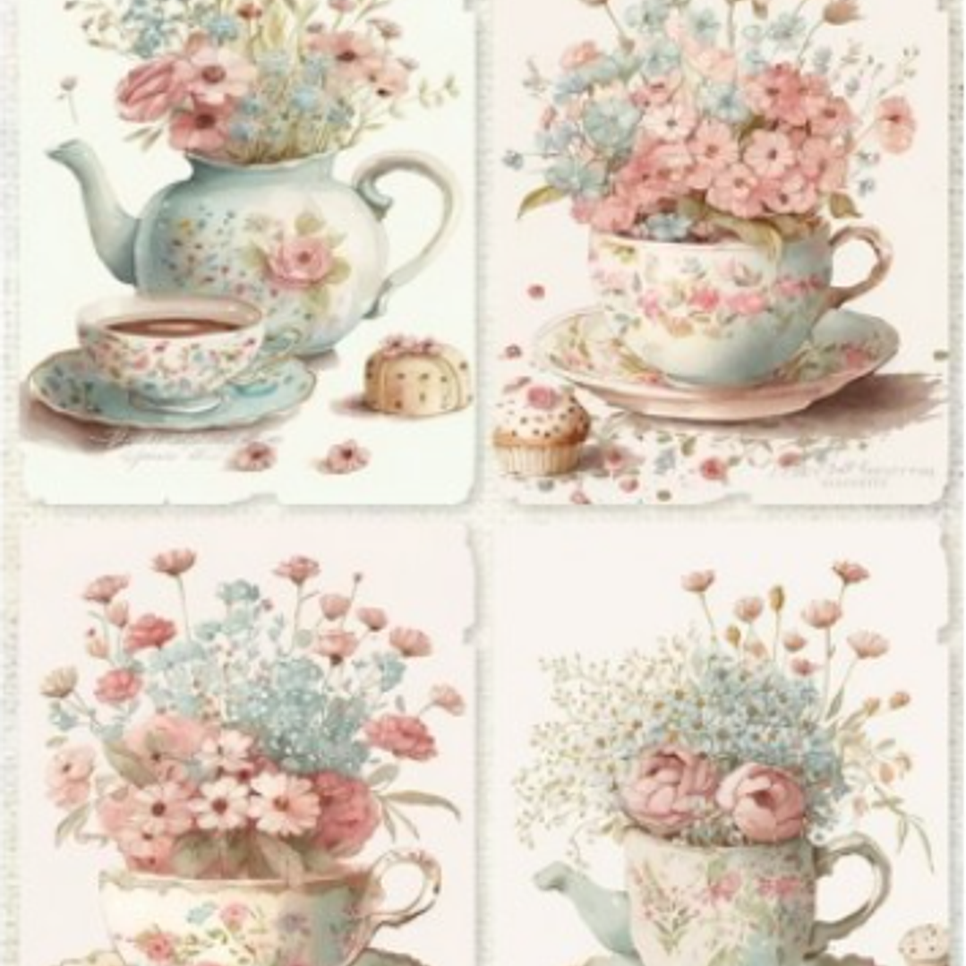 Papel de Arroz SOFT A3 FLORES VINTAGE  1