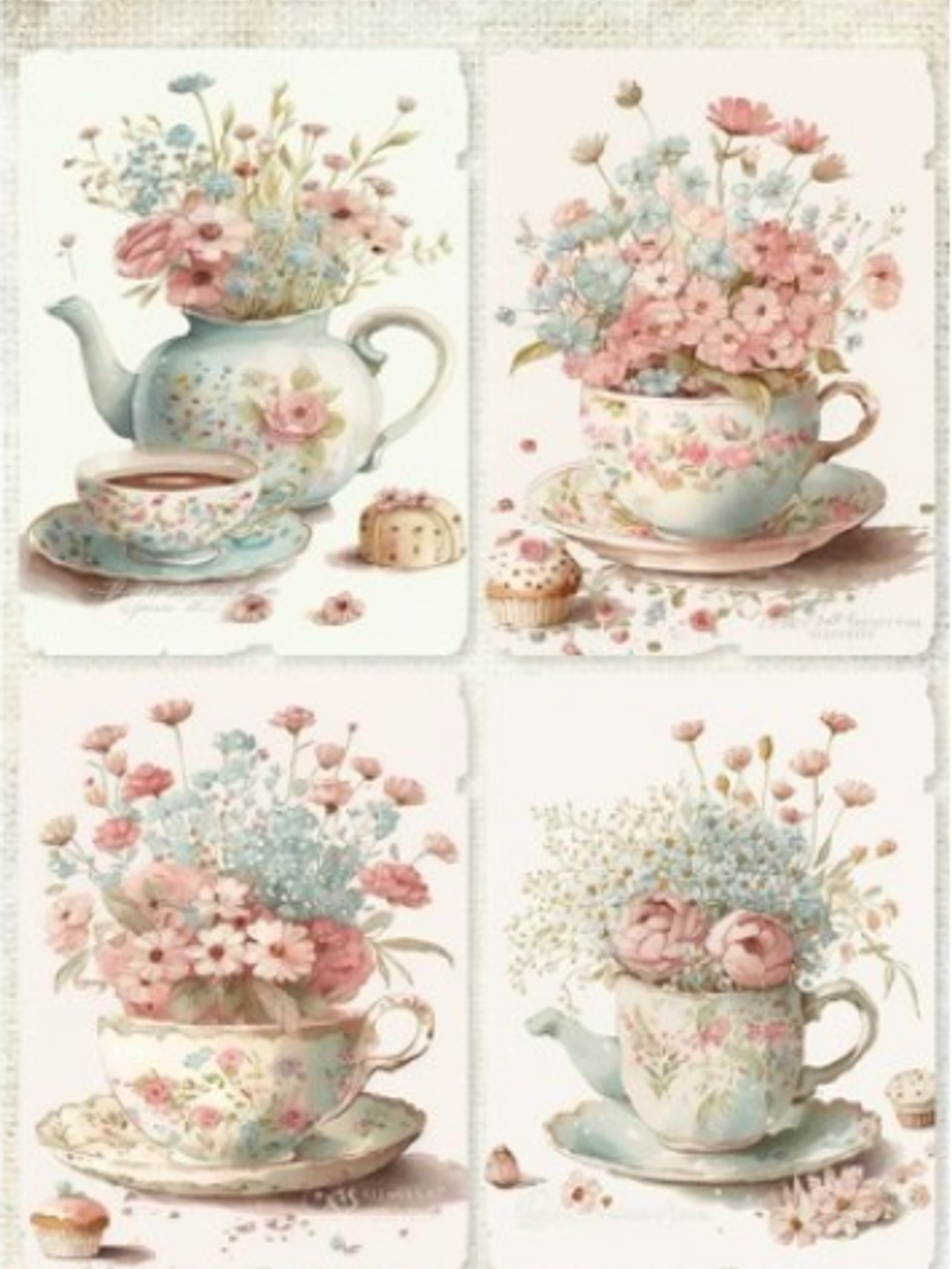 Papel de Arroz SOFT A3 FLORES VINTAGE  1