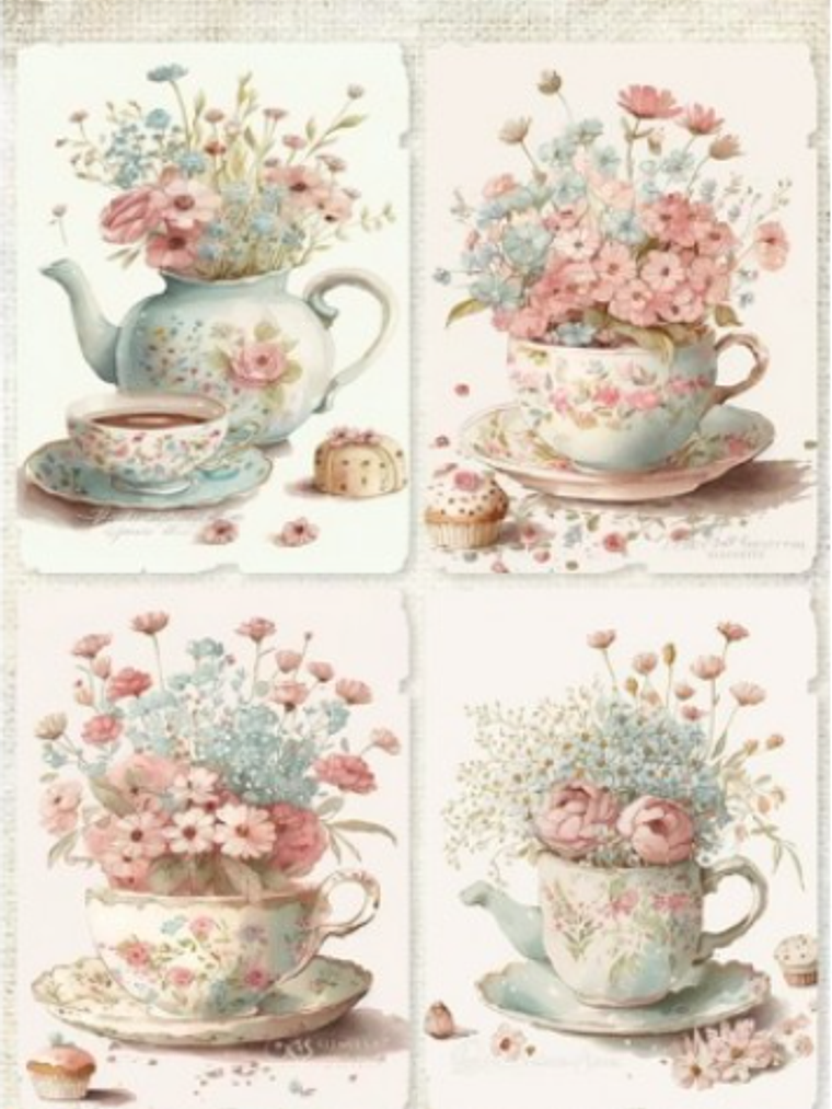 Papel de Arroz SOFT A3 FLORES VINTAGE  1