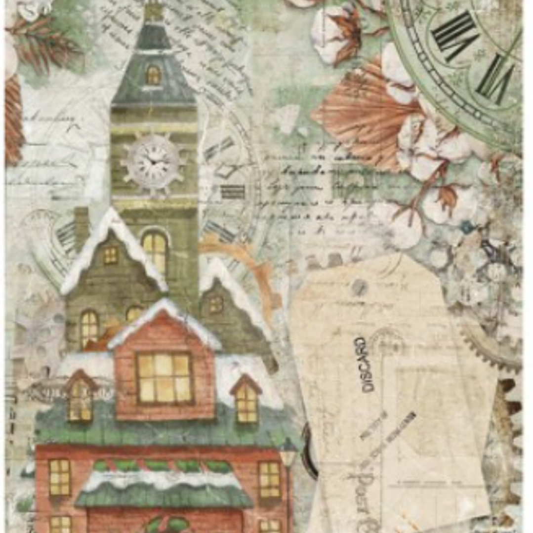 Papel arroz Cadence A3 Casa natalina 1