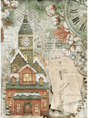 Papel arroz Cadence A3 Casa natalina