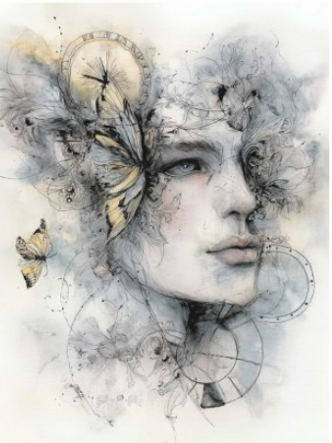 Papel de Arroz Soft A3 30x41cm rosto com borboletas  1