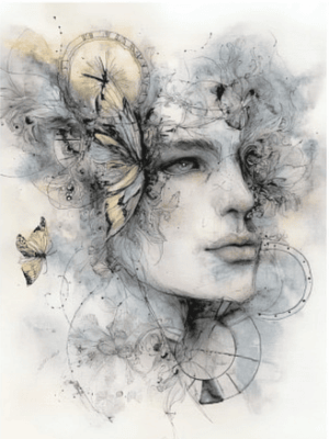 Papel de Arroz Soft A3 30x41cm rosto com borboletas 