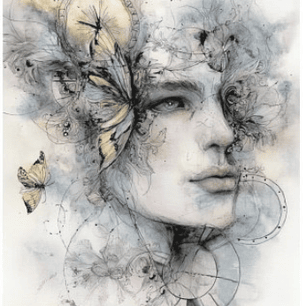 Papel de Arroz Soft A3 30x41cm rosto com borboletas 