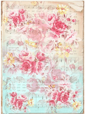Papel de Arroz Japonés SOFT A3 rosas com pautas de musica 