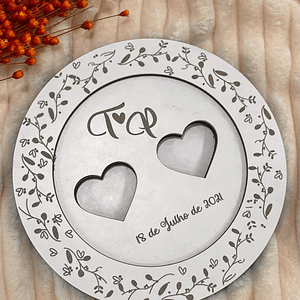 Porta alianças em mdf branco com gravação a lazer