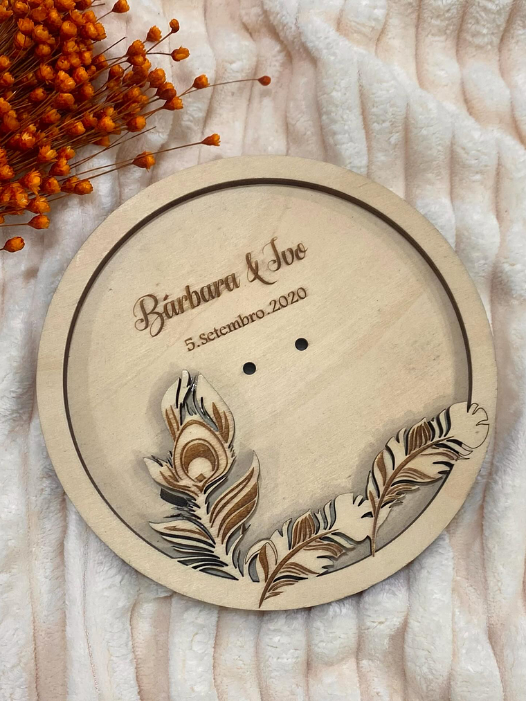 Porta alianças em Choupo com gravação a lazer 1