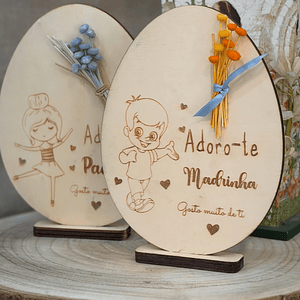 Placa Ovo adoro-te  Madrinha/ Padrinho 