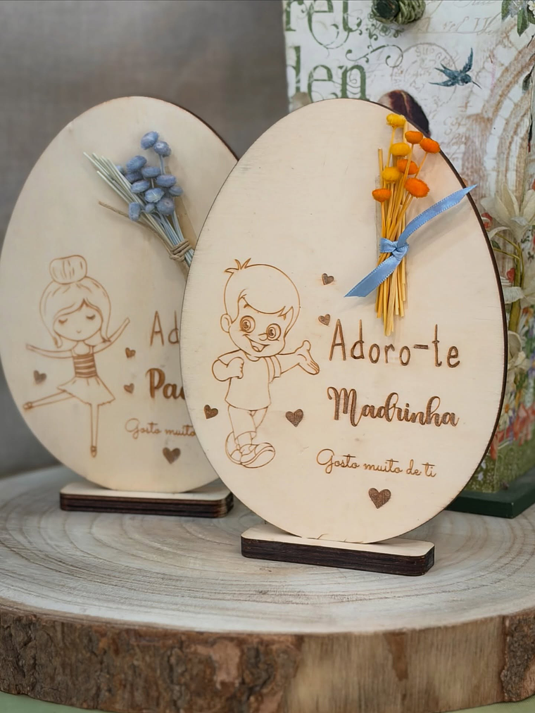 Placa Ovo adoro-te  Madrinha/ Padrinho  1