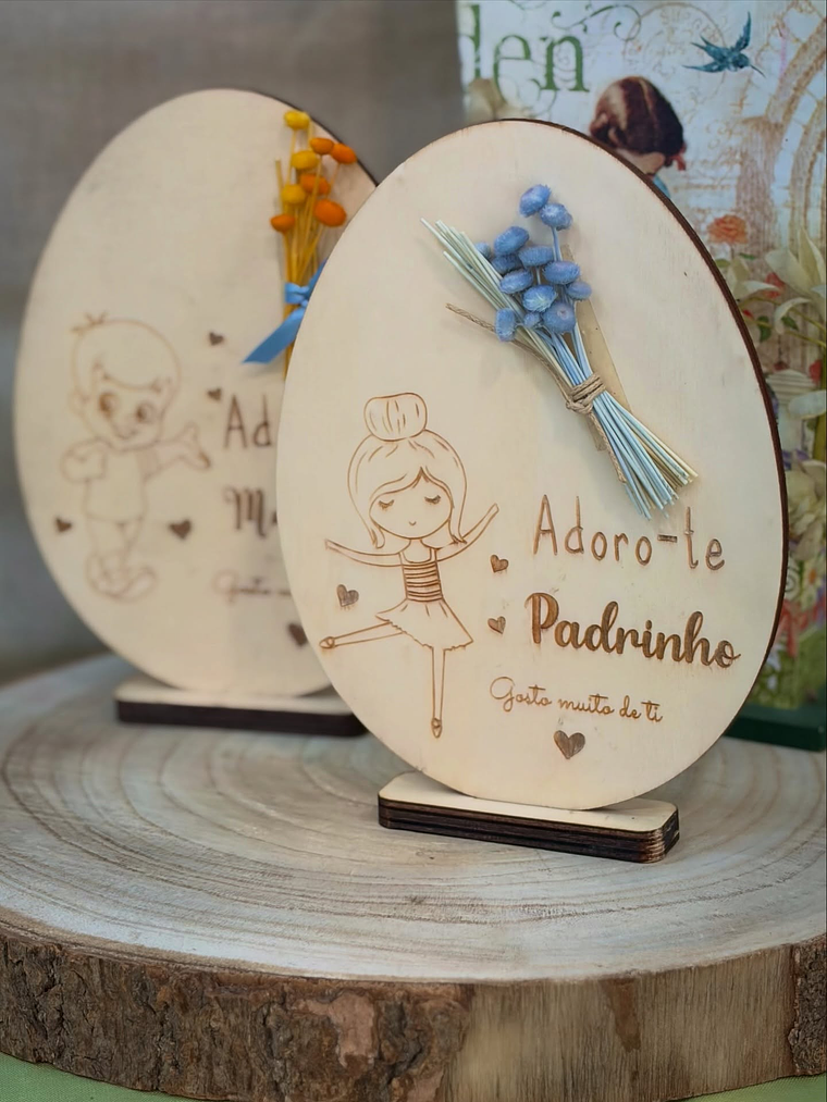 Placa Ovo adoro-te  Madrinha/ Padrinho  2