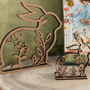 Decoração da Páscoa Coelhos c/ flores