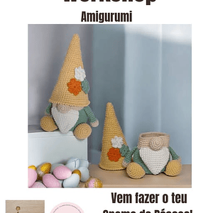 WORKSHOP AMIGURUMI vem fazer o gnomo da Páscoa dia 21/03/2026 presencial
