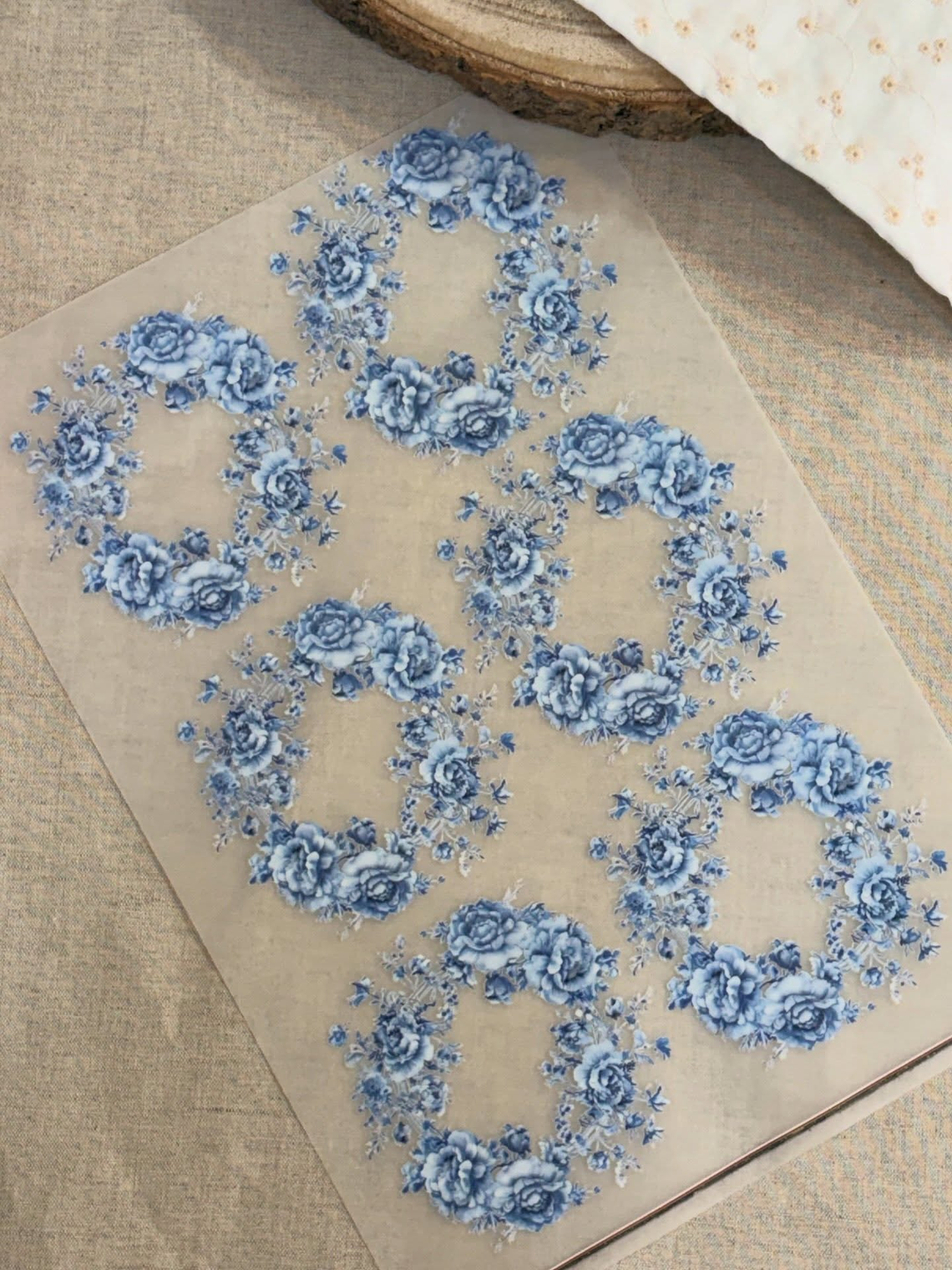 transfer floral azul  grinaldas 30 x 23cm 1