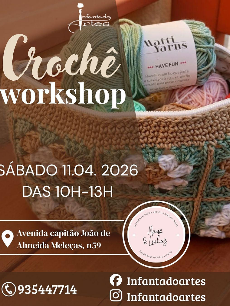 WORKSHOP CROCHÊ - BOLSA COM GRANNY SQUARES dia 11/04/2026 presencial 1