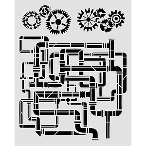  Gardens of Time tubos Stencil  20X25 cm