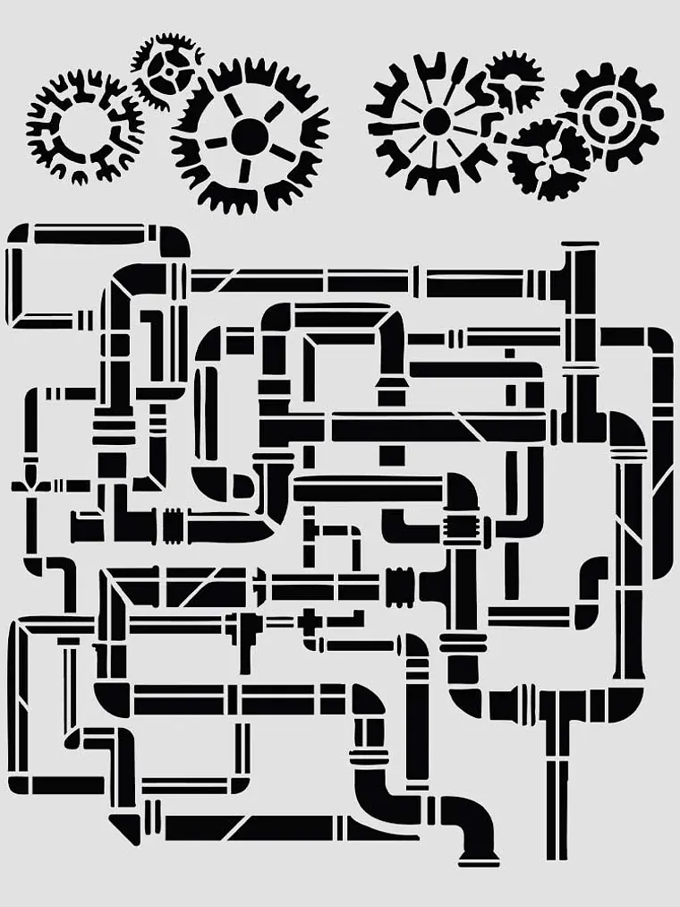  Gardens of Time tubos Stencil  20X25 cm 1