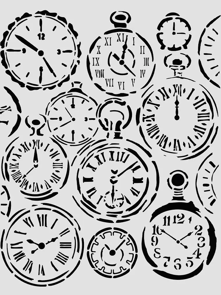 Gardens of Time relojes mixtos - stencil 20 x 25cm 1