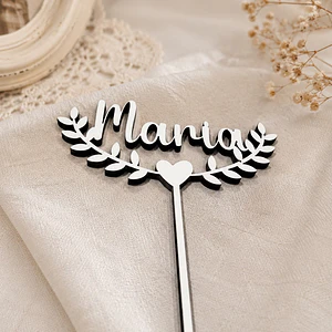 Topo de bolo com nome mdf branco