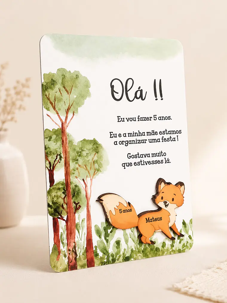 Convite de aniversário raposa 1